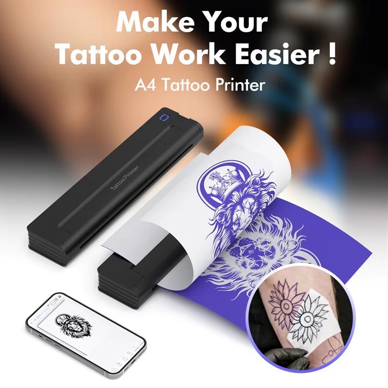 NEKING Tattoo Stencil Printer, A41 Wireless Thermal Tattoo Printer with 10pcs Transfer Paper,Portable Thermal Printer,Compatible with Phone/Tablet/PC, Tattoo Supplies for Tattoo Artists & Beginners