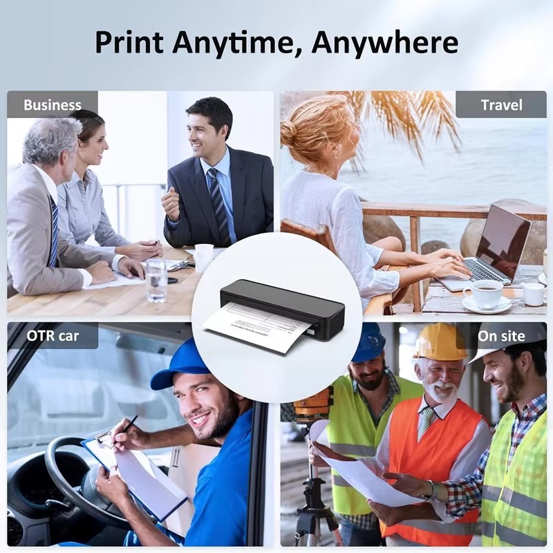 Portable Printers Wireless for Travel, Inkless Thermal Printer, Small Bluetooth Mobile Compact Printer Support 8.5" X 11" US Letter & A4,Compatible with iPhone Phone Laptop for Home Car Office Receipt
