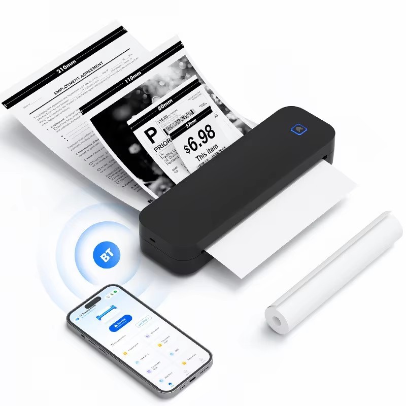 Portable Printers Wireless for Travel, Inkless Thermal Printer, Small Bluetooth Mobile Compact Printer Support 8.5" X 11" US Letter & A4,Compatible with iPhone Phone Laptop for Home Car Office Receipt