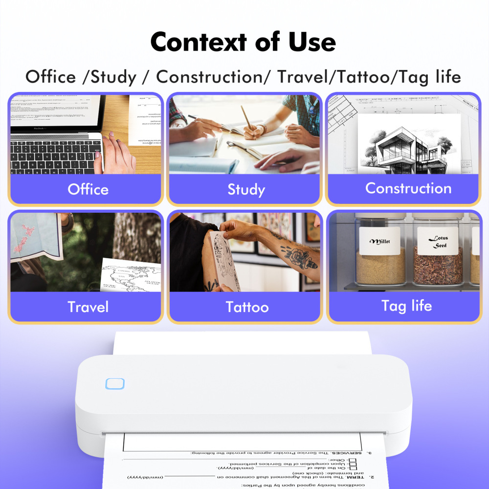 NEKING Portable Thermal Printer,Wireless Printer Supports 8.5" X 11"US Letter&Legal,A4&A5 Paper,Bluetooth Inkless Travel Printer Compatible with Android iOS & Laptop for Office Travel Home