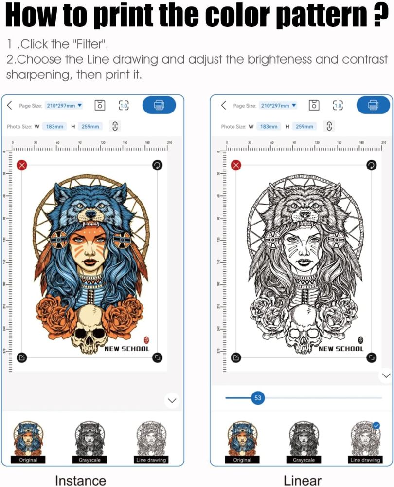NEKING Tattoo Printer Wireless Tattoo Stencil Printer for Tattooing- Bluetooth Tattoo Transfer Stencil Machine Thermal Printer Copier with 10pcs Transfer Paper,Compatible for iOS＆Android Phone, iPad＆PC
