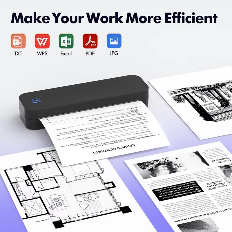 Portable Printers Wireless for Travel, Inkless Thermal Printer, Small Bluetooth Mobile Compact Printer Support 8.5" X 11" US Letter & A4,Compatible with iPhone Phone Laptop for Home Car Office Receipt