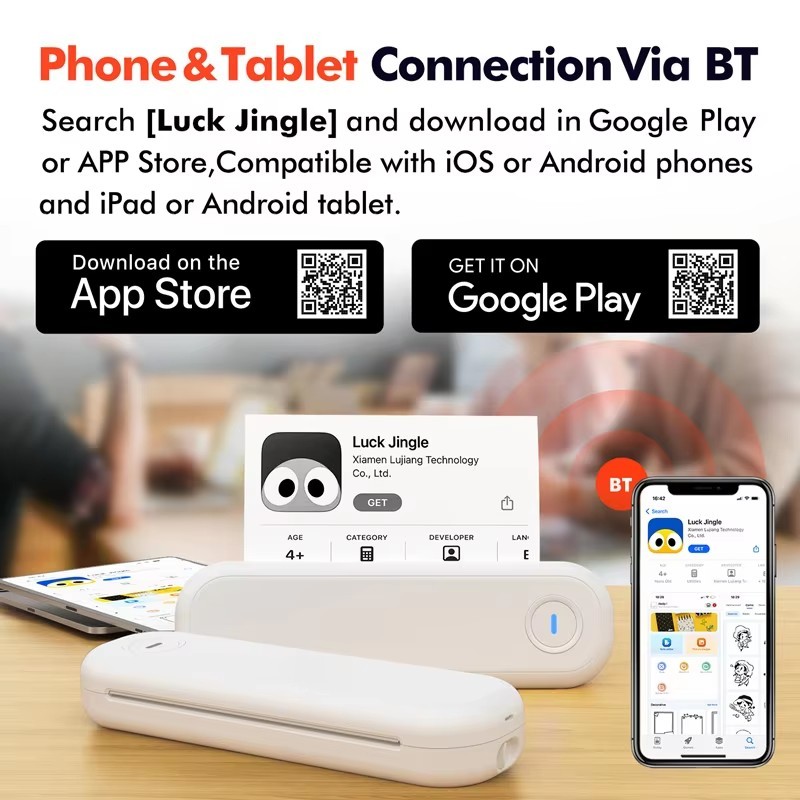 Portable wireless Bluetooth thermal printer supports 8.5x11 inch US Letter&Legal A4&A5 Thermal Paper compatible with Android/iOS/Windows/Mac, suitable for office/home/car travel