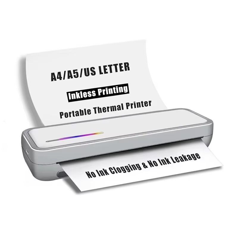 Inkless Portable Printer for Travel, Wireless Bluetooth Thermal Printer Support 8.5" X 11" US Letter&A4&A5 Thermal Paper for Office&Car&Home, Compatible with iOS, Android, Laptop