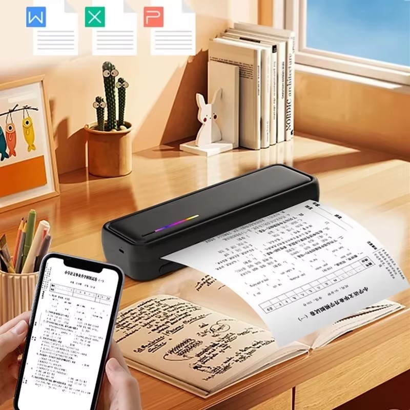 Portable Tattoo Stencil Printer Wireless Bluetooth Office Document Homework Thermal Printer Supports A4/A5/US Letter Size Thermal Paper Compatible with Smartphones & PC