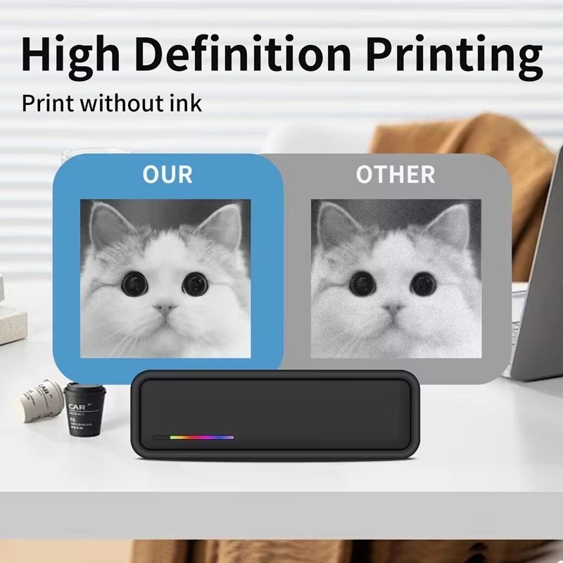 Inkless Portable Printer for Travel, Wireless Bluetooth Thermal Printer Support 8.5" X 11" US Letter&A4&A5 Thermal Paper for Office&Car&Home, Compatible with iOS, Android, Laptop