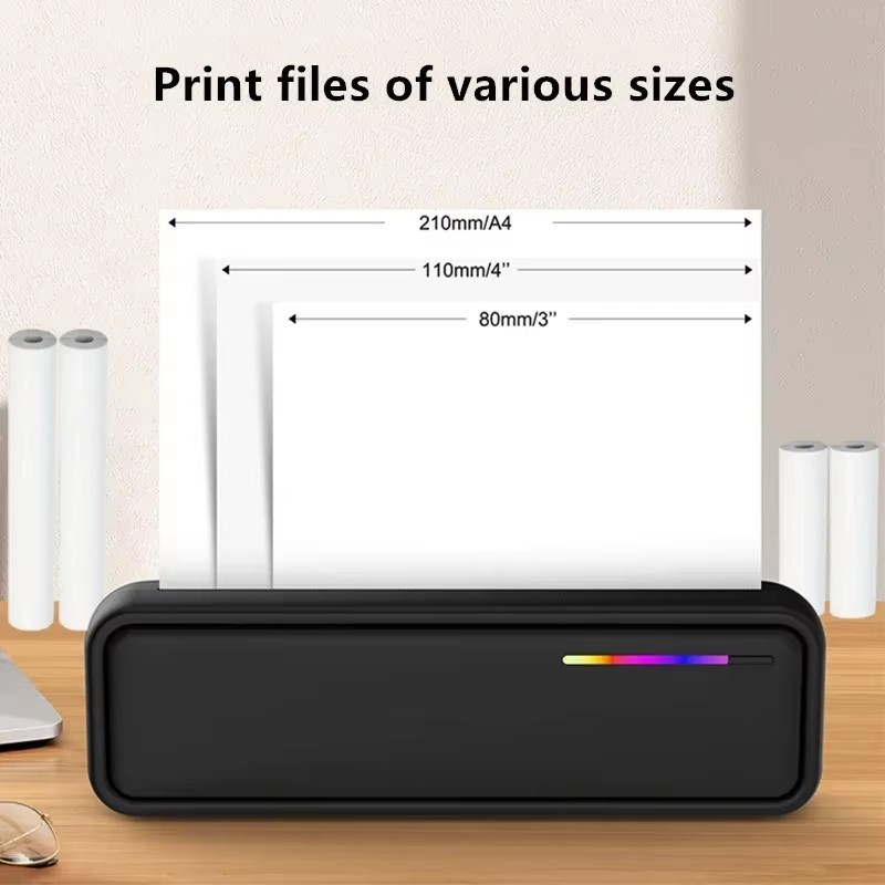 Portable Tattoo Stencil Printer Wireless Bluetooth Office Document Homework Thermal Printer Supports A4/A5/US Letter Size Thermal Paper Compatible with Smartphones & PC