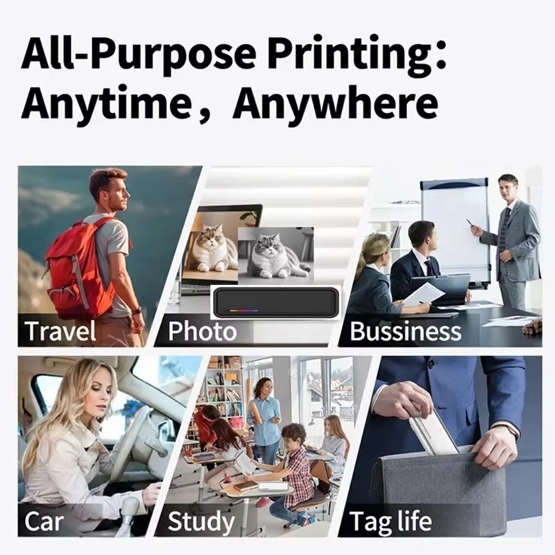 Portable Tattoo Stencil Printer Wireless Bluetooth Office Document Homework Thermal Printer Supports A4/A5/US Letter Size Thermal Paper Compatible with Smartphones & PC