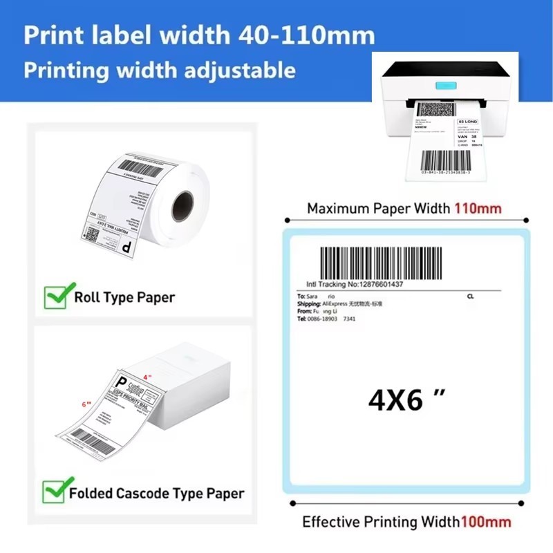 NEKING USB Shipping Label Printer, Commercial Grade 4x6 Thermal Label Printer for Shipping Packages, High Speed Custom Sticker Label Maker for Small Business, Supports Android iPhone Windows MacOS
