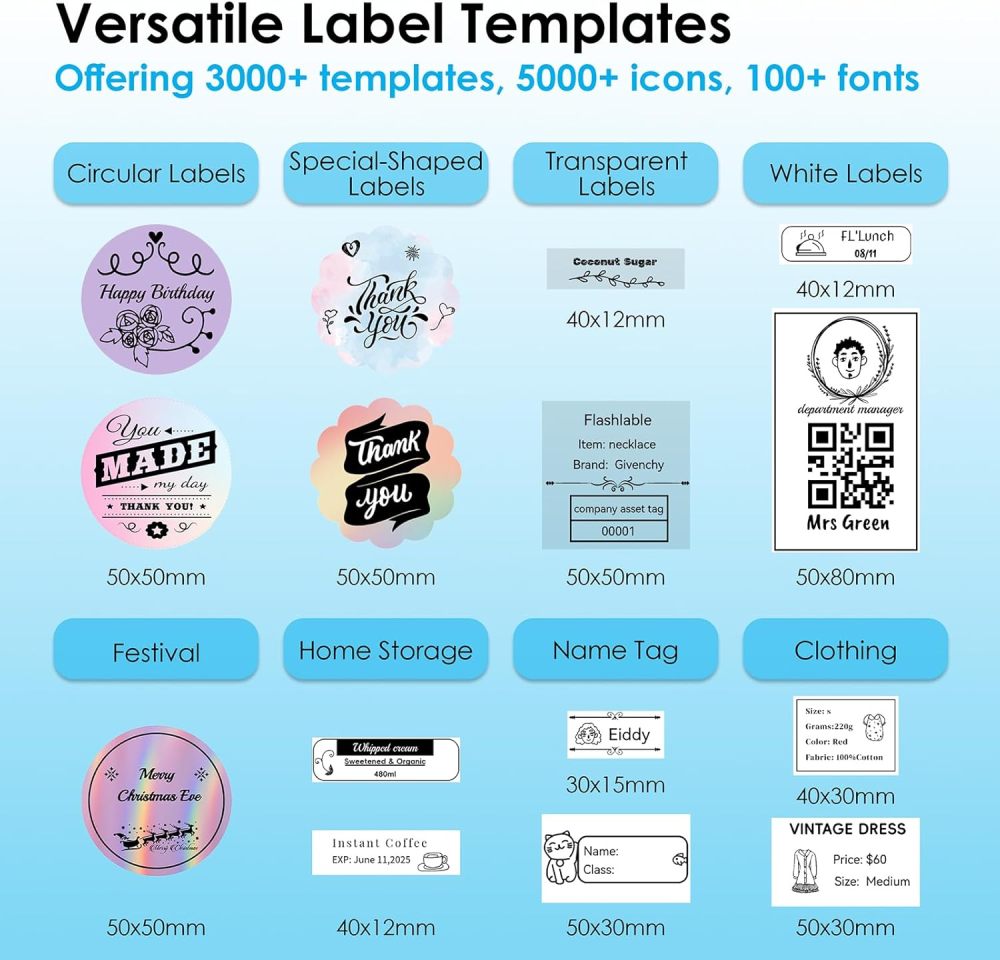 Y50 Bluetooth Label Maker Machine with Tape, Thermal Label Printer Easy to Use for Office, Home, Business, 2 Inch Label Maker with 2'' x1.18'' Labels-230pcs/Roll
