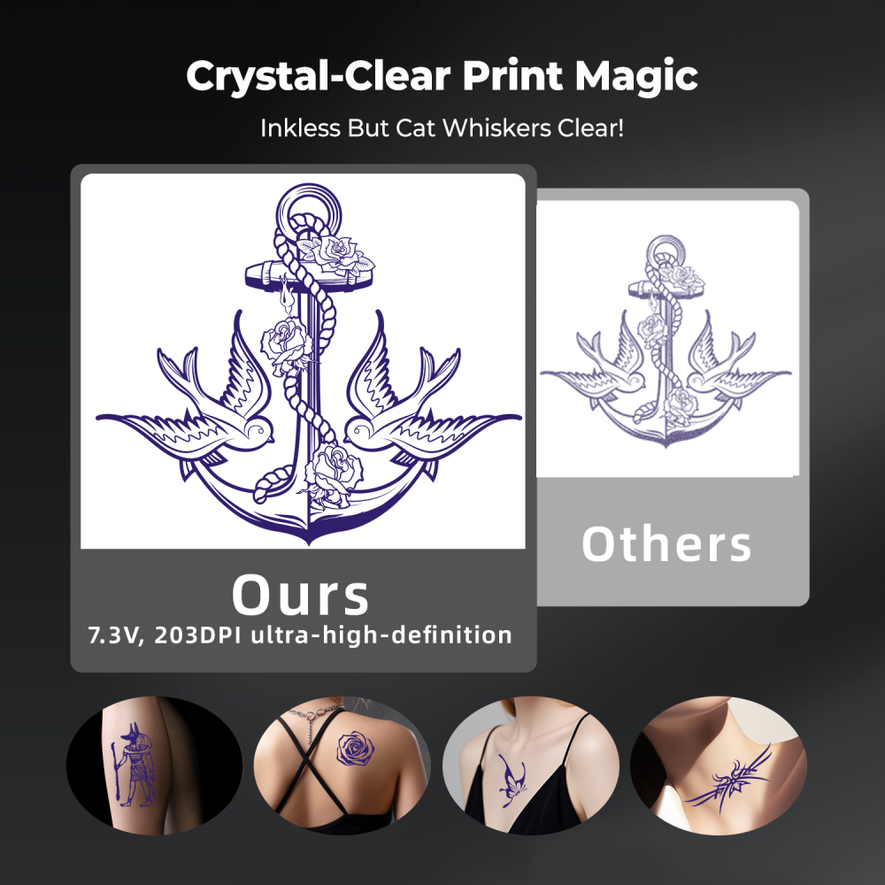 New Tattoo Stencil Printer - Wireless Bluetooth Thermal Tattoo Printer Transfer Machine, Includes 10pcs Transfer Paper, Portable Tattoo Printer for Beginners & Pros, Works with iPhone/Android/iPad