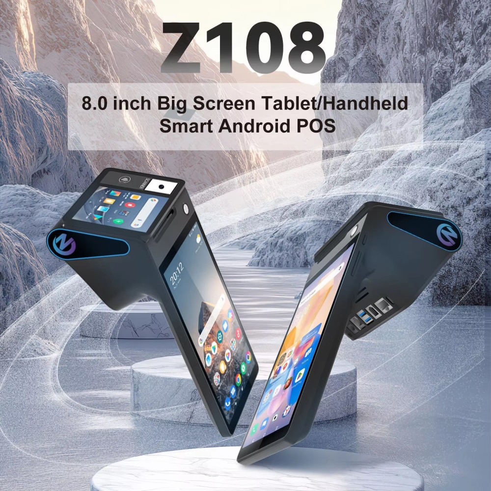 Z108 Android 13/14 Dual-Screen Desktop Tablet Cash Register with 8" Touch Display NFC Scanner 58/80mm Thermal Printer POS Terminal