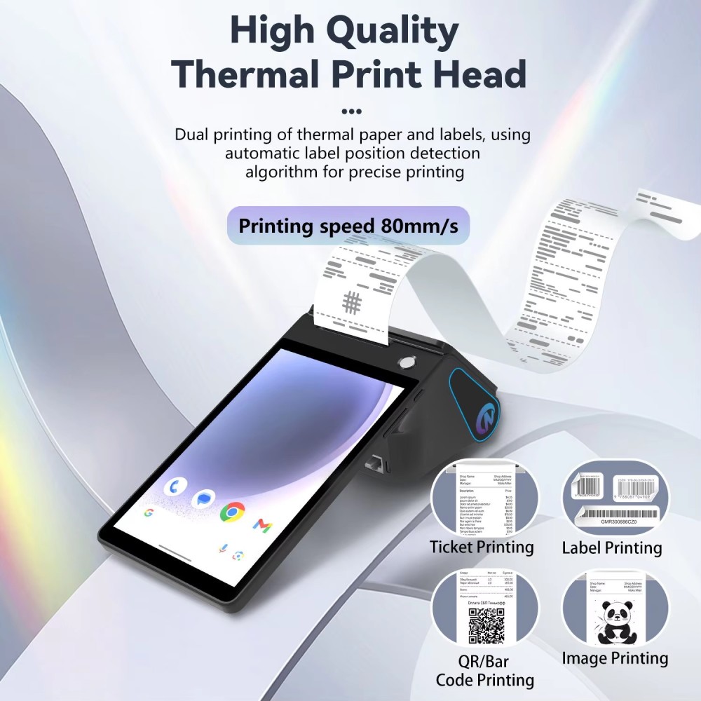 Z108 Android 13/14 Dual-Screen Desktop Tablet Cash Register with 8" Touch Display NFC Scanner 58/80mm Thermal Printer POS Terminal