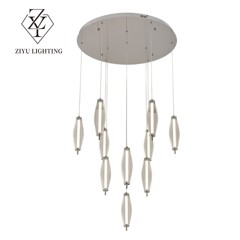 Duplex staircase chandelier Simple villa restaurant apartment building hotel lobby chandelier
