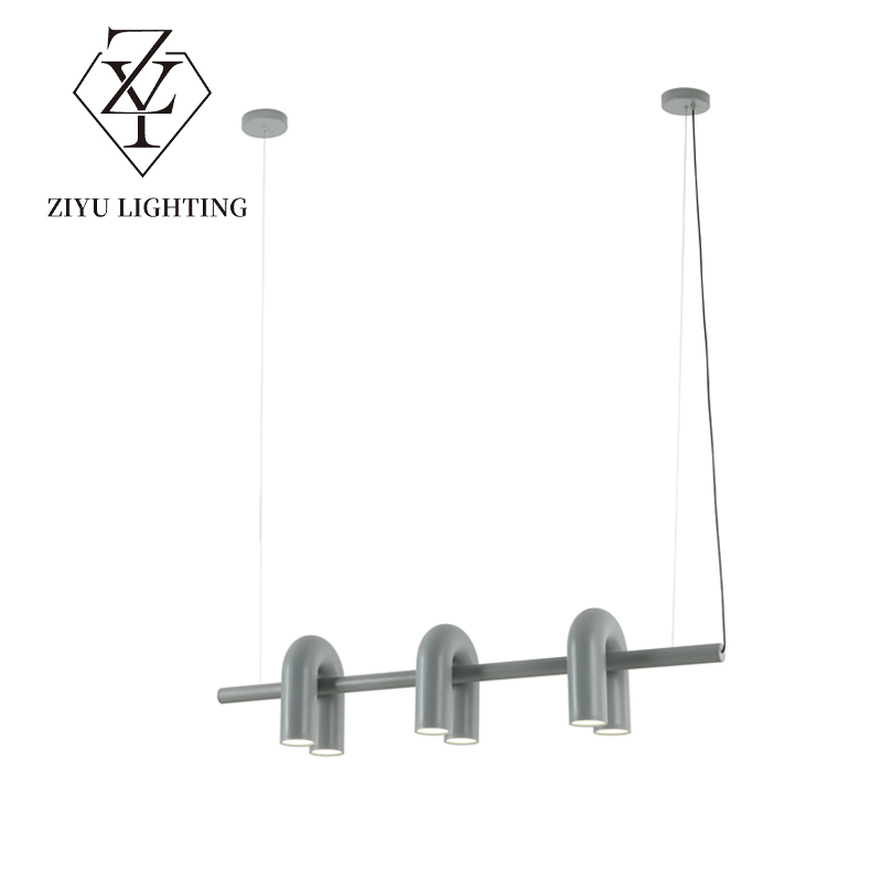 Nordic modern simple personality living room designer model room dining room artistic creativity U-shaped water pipe chandelier