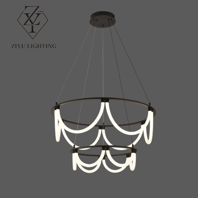 Minimalist personality silicone lines winding creative designer living room Lobby art Note lights Dining room Chandeliers