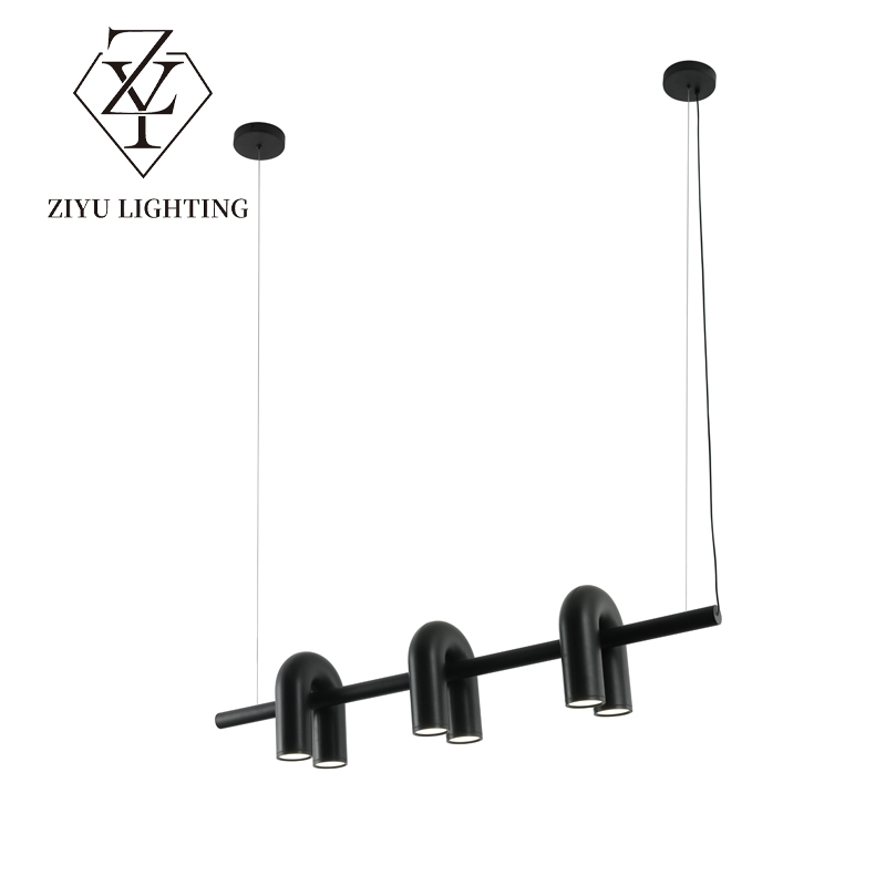 Nordic modern simple personality living room designer model room dining room artistic creativity U-shaped water pipe chandelier