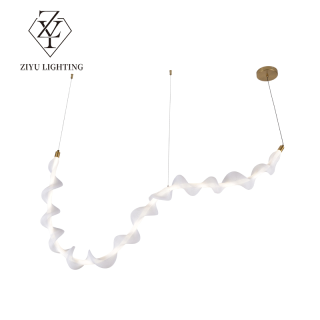 Modern simple restaurant cafe bar front desk living room study spiral strip minimalist creative small chandelier