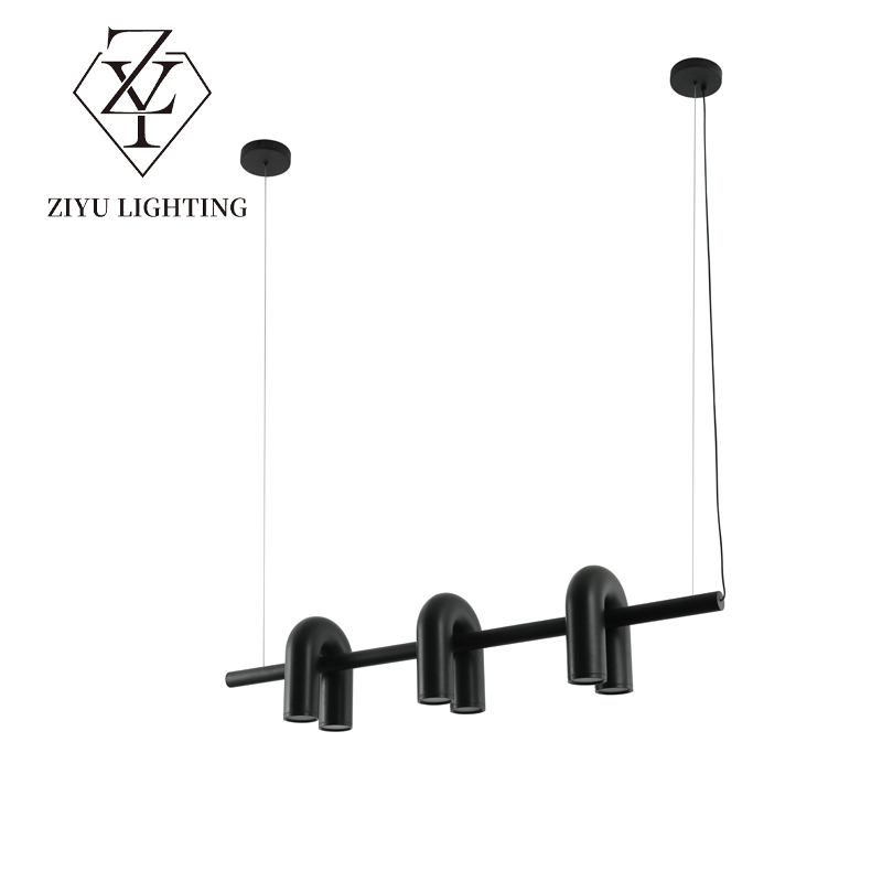 Nordic modern simple personality living room designer model room dining room artistic creativity U-shaped water pipe chandelier