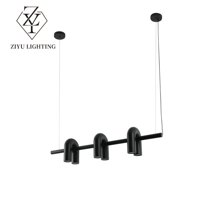 Nordic modern simple personality living room designer model room dining room artistic creativity U-shaped water pipe chandelier