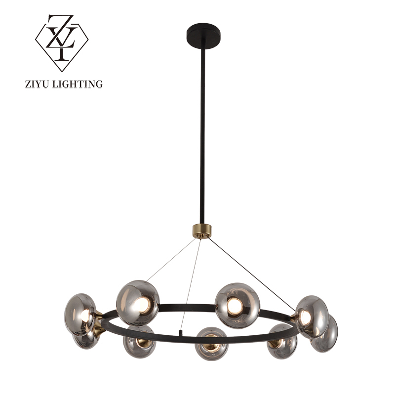 Modern minimalist table bar living room personality fashion ring glass designer chandelier