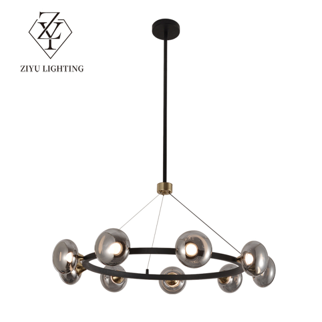 Modern minimalist table bar living room personality fashion ring glass designer chandelier