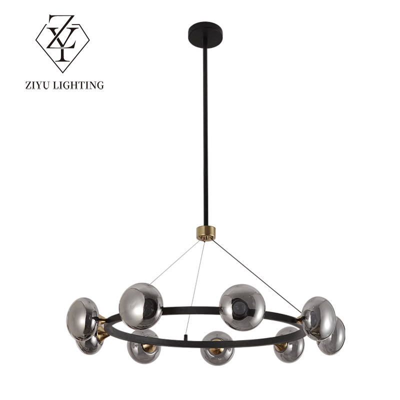 Modern minimalist table bar living room personality fashion ring glass designer chandelier