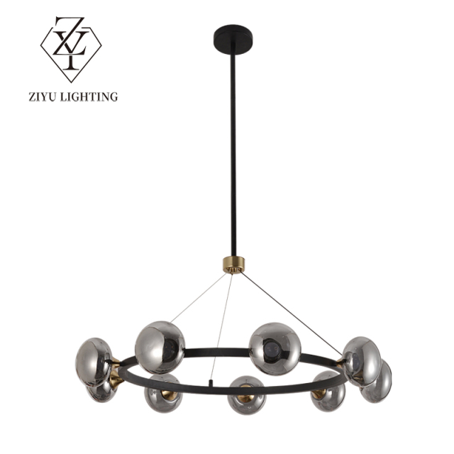 Modern minimalist table bar living room personality fashion ring glass designer chandelier