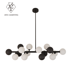 New cream style restaurant chandelier Modern simple creative bar black and white glass bulb chandelier