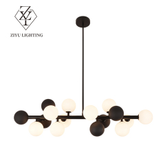 New cream style restaurant chandelier Modern simple creative bar black and white glass bulb chandelier