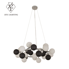 New cream style living room chandelier modern simple bedroom dining room light Creative restaurant bar black and white glass bulb chandelier