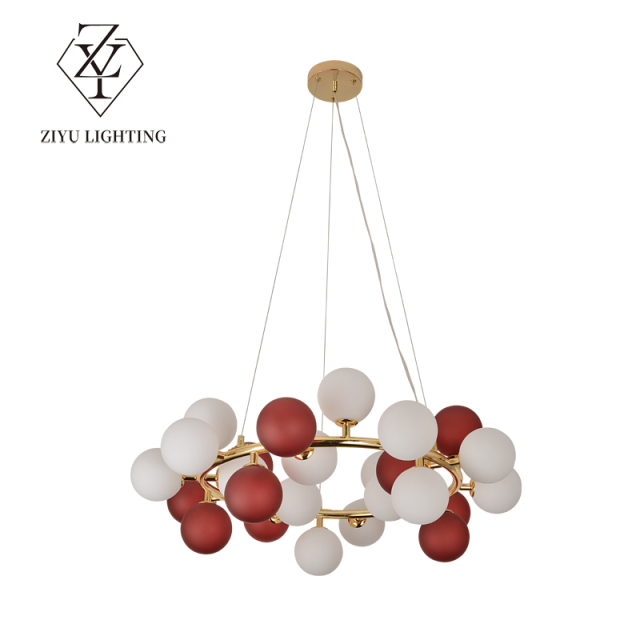 New cream style living room chandelier modern simple bedroom dining room light Creative restaurant bar  glass bulb chandelier