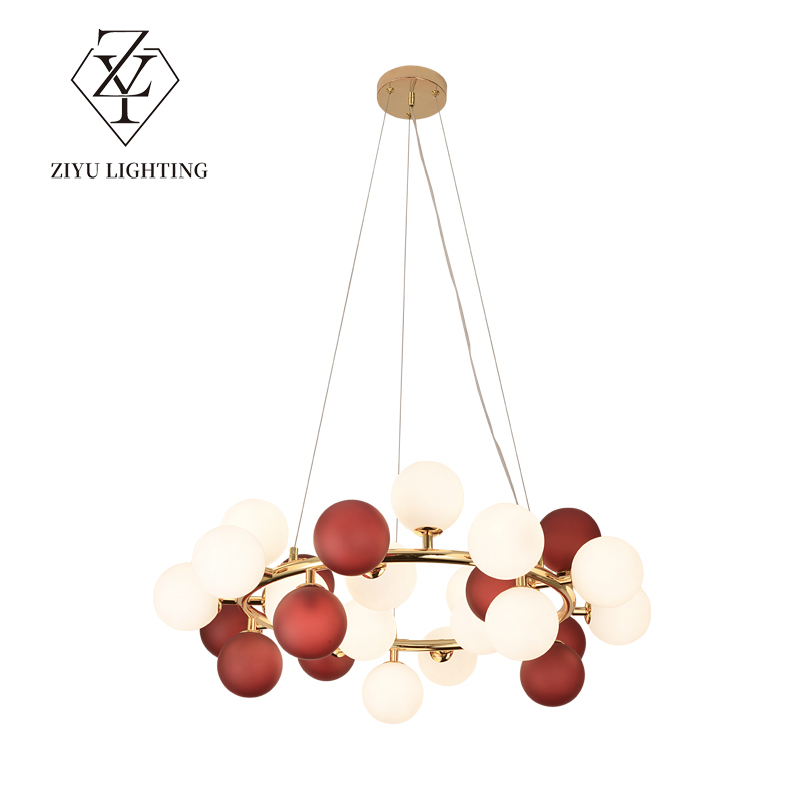 New cream style living room chandelier modern simple bedroom dining room light Creative restaurant bar  glass bulb chandelier
