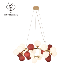 New cream style living room chandelier modern simple bedroom dining room light Creative restaurant bar  glass bulb chandelier