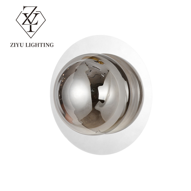 Round iron glass wall lamp bedroom aisle living room background wall lamp