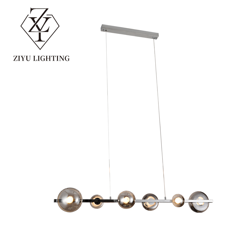 Modern minimalist restaurant chandelier Designer bar glass Nordic simple strip lamps