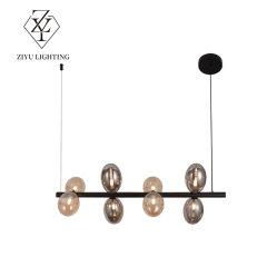 Nordic designer restaurant Bubble ball long chandelier Exhibition hall creative personality Bedroom study art Deco glass chandelier