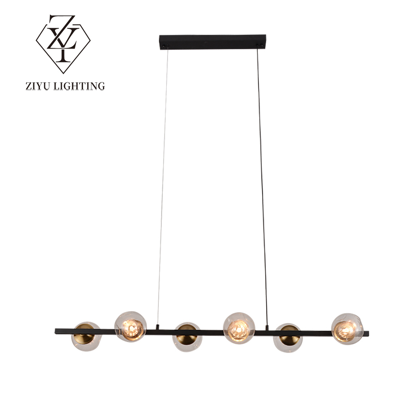 Modern minimalist restaurant chandelier Designer bar glass Nordic simple strip lamps