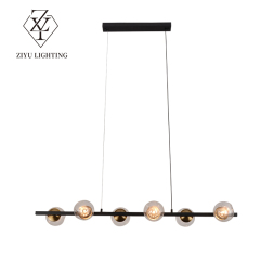 Modern minimalist restaurant chandelier Designer bar glass Nordic simple strip lamps