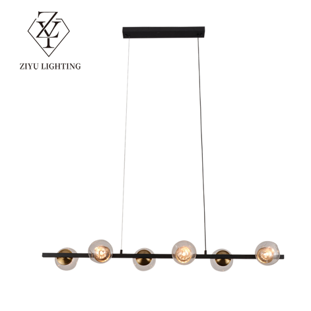 Modern minimalist restaurant chandelier Designer bar glass Nordic simple strip lamps