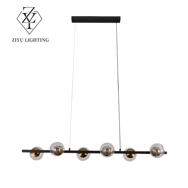 Modern minimalist restaurant chandelier Designer bar glass Nordic simple strip lamps