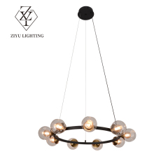 Living room chandelier Italian light luxury art creative ring restaurant master bedroom light advanced sense glass magic bean hall light
