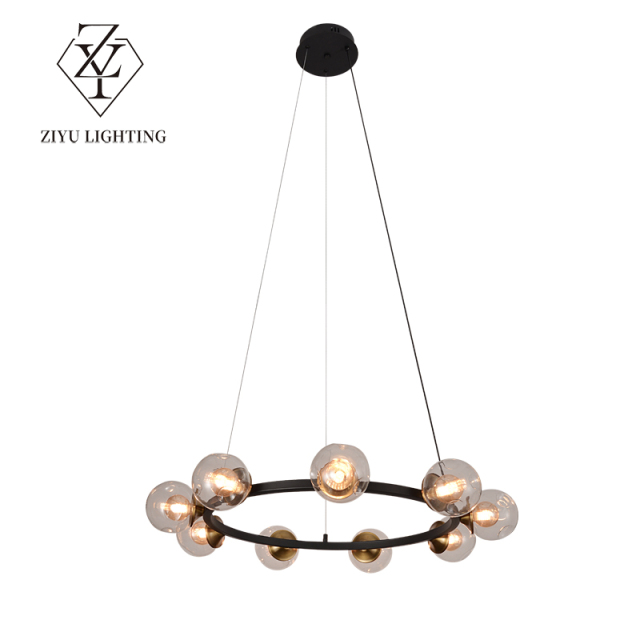 Living room chandelier Italian light luxury art creative ring restaurant master bedroom light advanced sense glass magic bean hall light