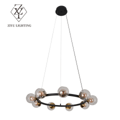 Living room chandelier Italian light luxury art creative ring restaurant master bedroom light advanced sense glass magic bean hall light