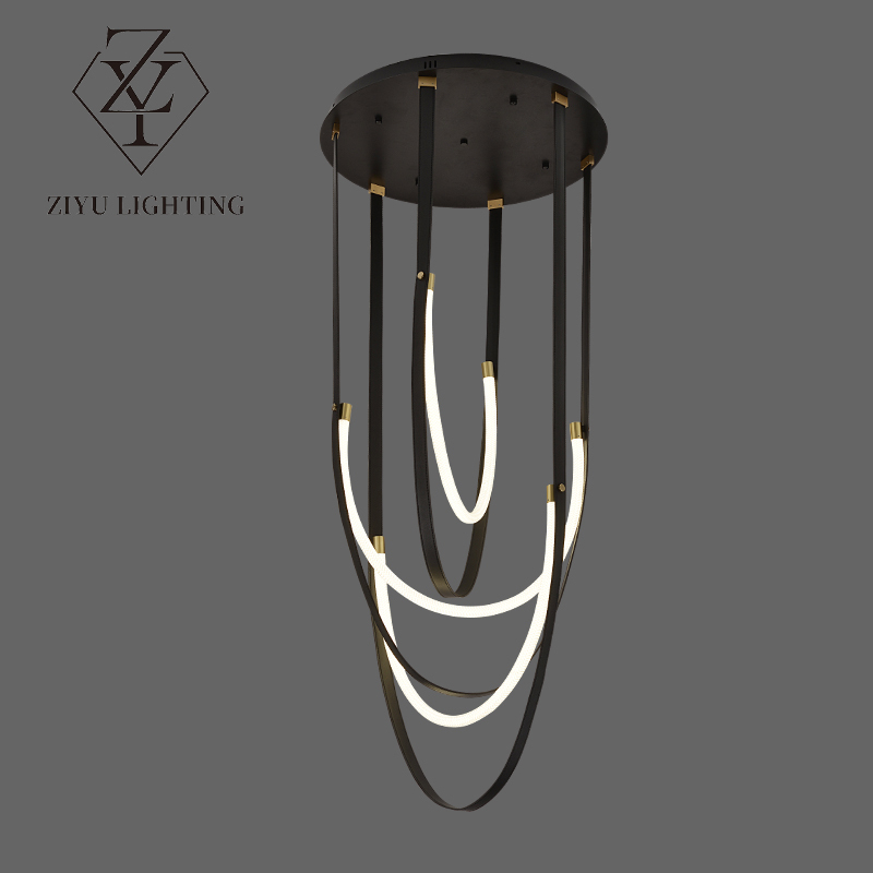 Designer leather lamp villa living room model room duplex chandelier