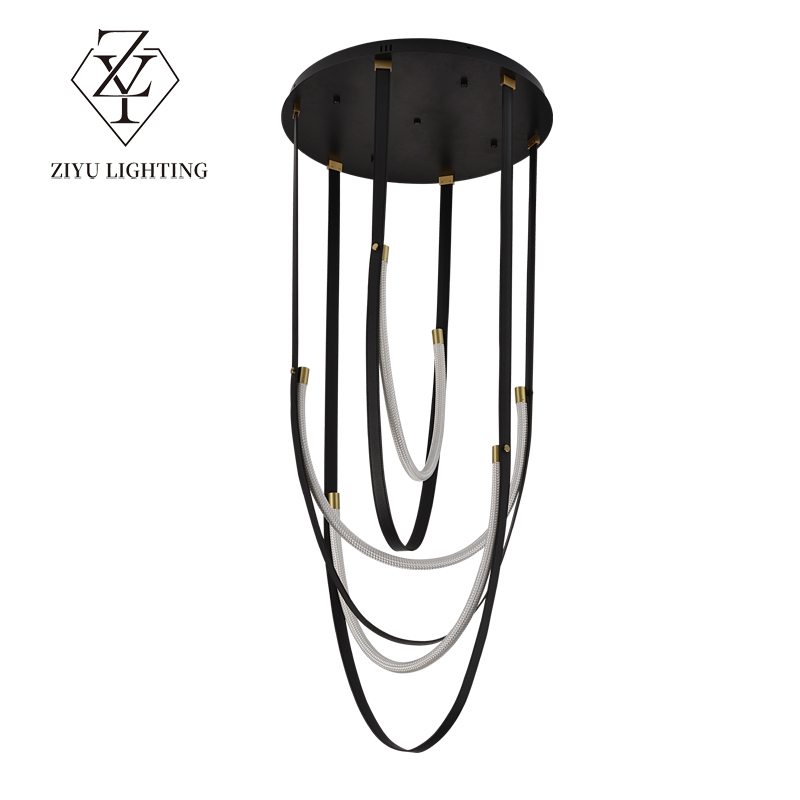 Designer leather lamp villa living room model room duplex chandelier
