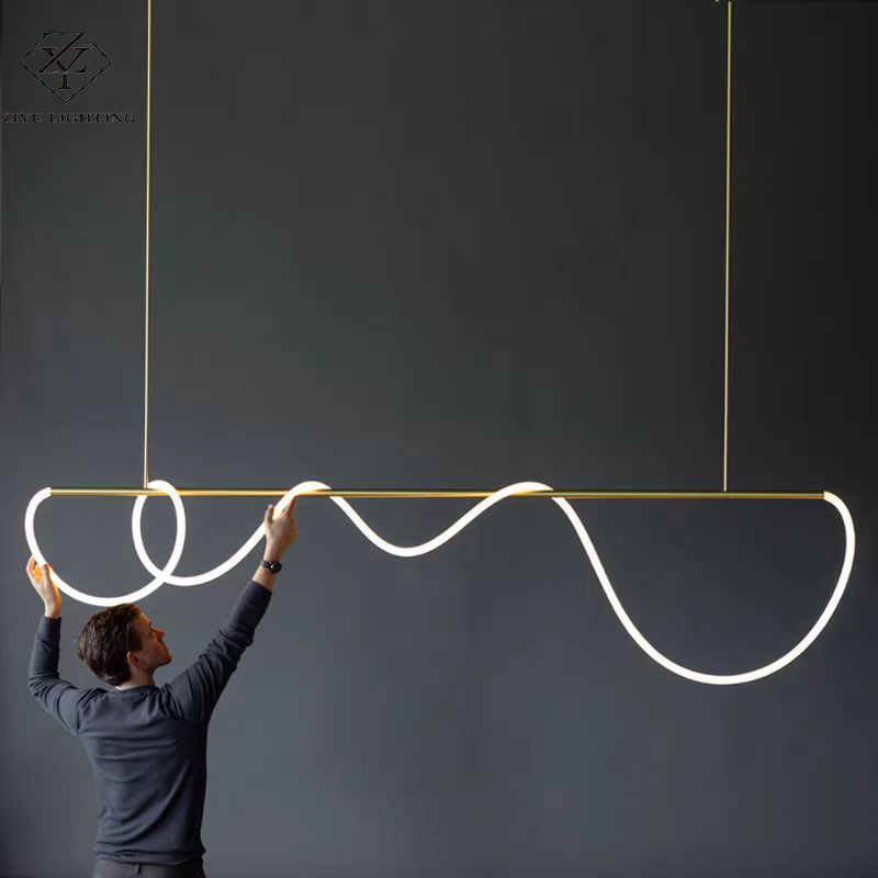 Modern Stylish Creative design restaurant linear bar pendant nordic minimalism long flexible tube pandent