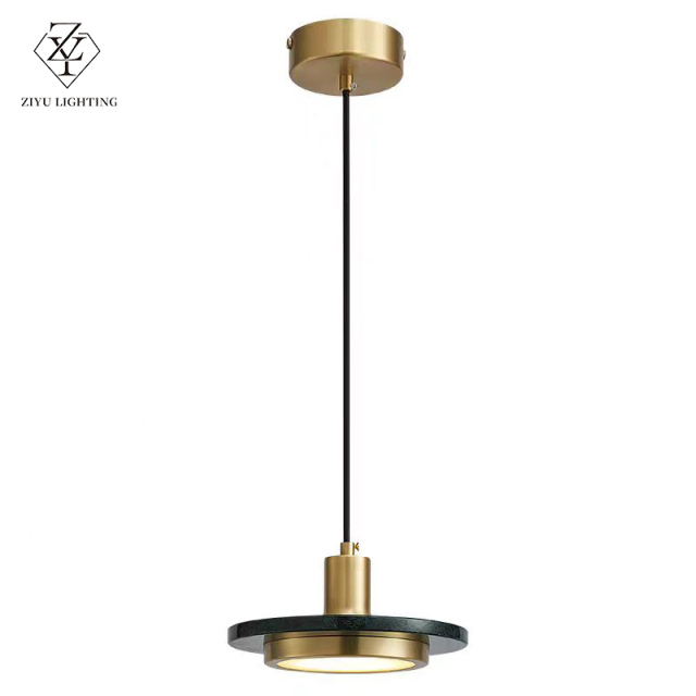 Nordic simplist marble bedside pendant， Modern style copper bedroom light， restaurant，cateen，bar using little single  pendant