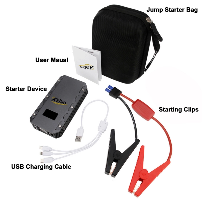 GKFLY XME-MAX 3000A 26000mAh Portable Car Jump Starter for Up to 10.0L Gas or 8.0L Die sel Engine 12V Lithium Car Battery Starter Power Pack Dual USB