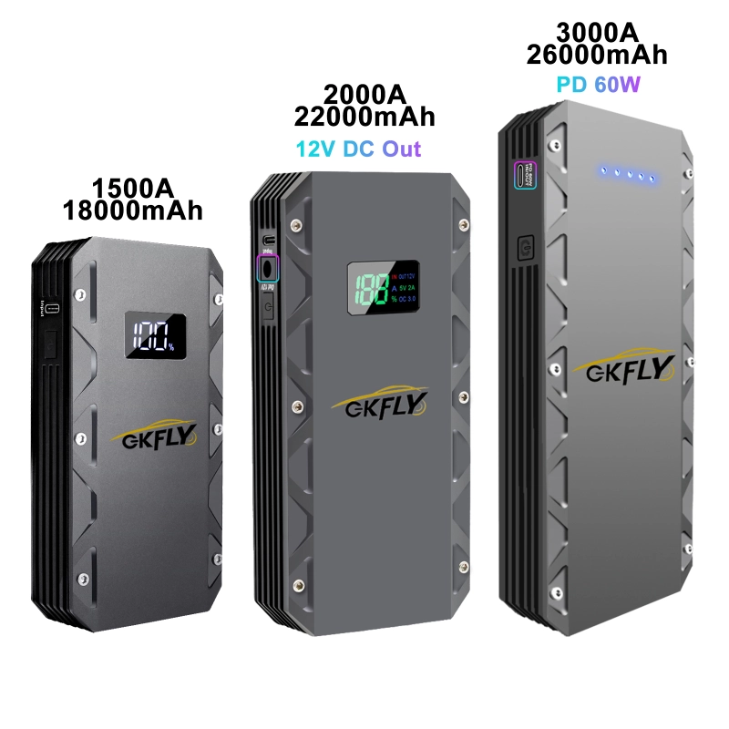 GKFLY XME-MAX 3000A 26000mAh Portable Car Jump Starter for Up to 10.0L Gas or 8.0L Die sel Engine 12V Lithium Car Battery Starter Power Pack Dual USB